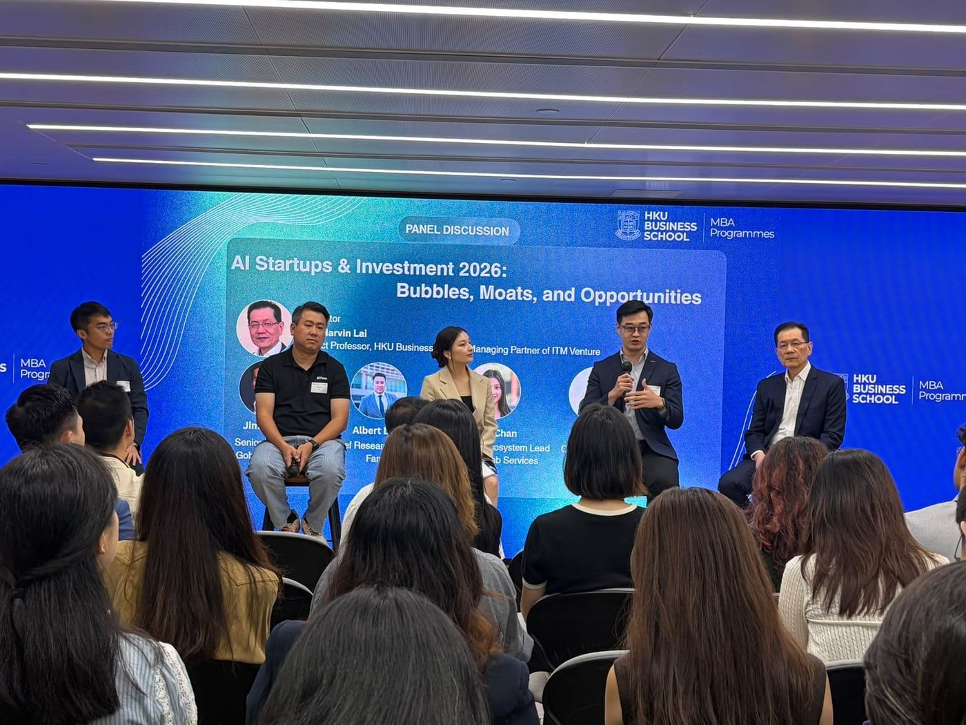 Henry Wong speaking at an HKU Business School MBA panel titled AI Startups and Investment 2026